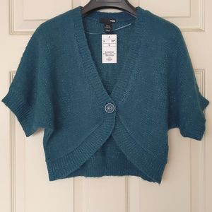 NWT. H&M Mohair blended short sleeve cardigan sweater with sparkling.
